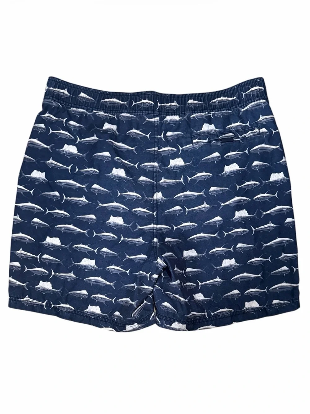 Nautica Navy Blue Fish Pattern Swim Trunks